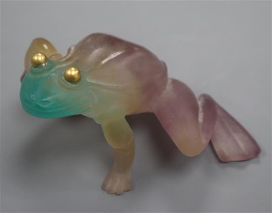 A Daum pate de verre frog width 10.5cm